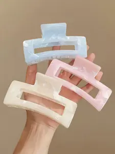 3pcs/Set 4.33 Inch/11cm Large Size Pink, White, Blue Ombre Square Hair Clips Barrettes, High Quality Elegant, Minimalist, Versatile Summer Hair Accessories Suitable For Daily, Casual, Party, Work, Washing Face, Makeup, Matching Outfits, Back To School