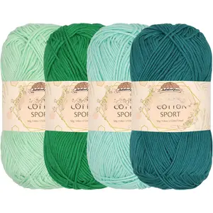 JubileeYarn  Cotton  Yarn - 50g/Skein - Shades of Green - 4 Skeins