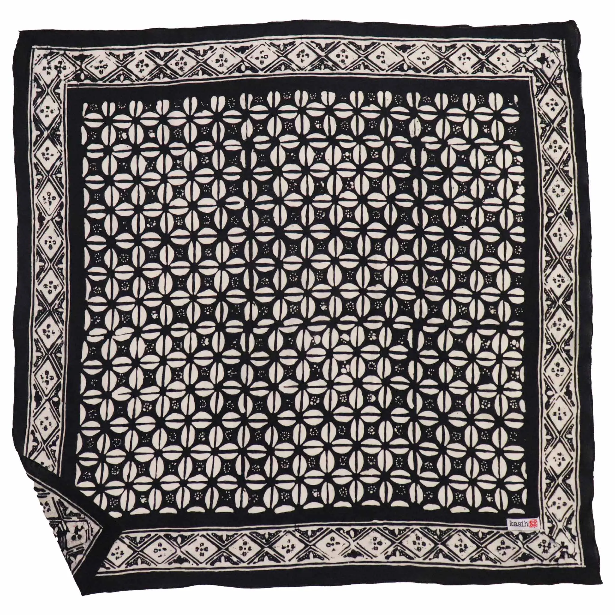 Hand Dyed Batik Bandana, Black Horn Beetle, Palm Tree, Men's Bandana