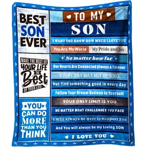 to My Son 50X60 Soft Throw Blanket 310 Gram Blue Throw Gifts for Sons from Moms and Dads Meaningful Father's Day Present for Your Son at Christmas Easy Maintenance, Printed on One Side with a Plain White Back, Halloween Thanksgiving Christmas Gift