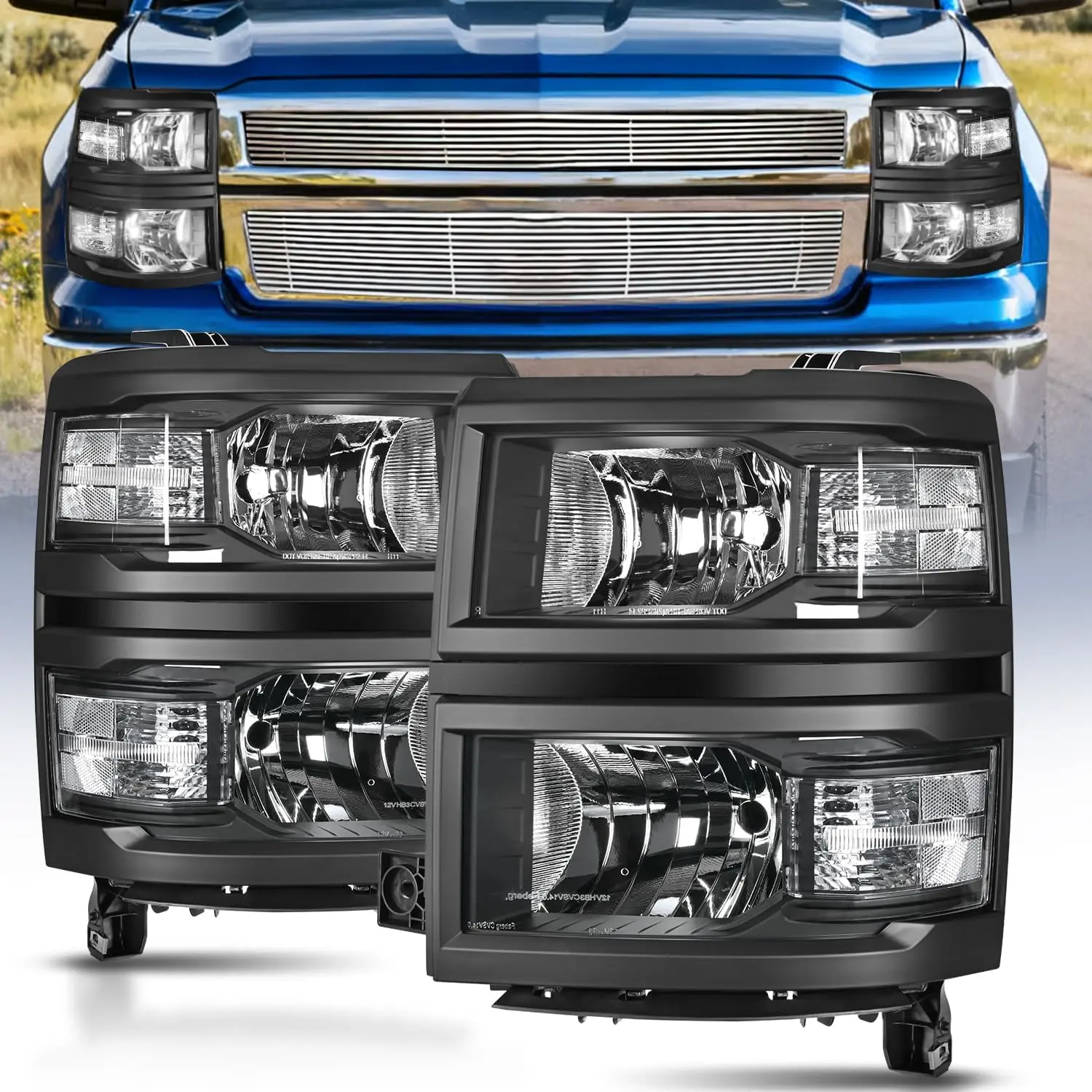Nilight LED Headlight Assembly Replacement Headlamp with LED Front Lights, Anti-Fog Vent, HB3/H11 Bulb for 2014-2015 Chevy Silverado 1500 Pickup Truck (Driver & Passenger Side, Chevy Silverado Accessories), Led Headlights Silverado