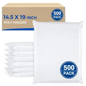 500 Pack Poly Mailers 14.5x19 Inch Bulk Shipping Bags for Clothes, Strong Self Adhesive Shipping Envelopes for Small Business,Waterproof Packaging Mailers Poly Bags for Shipping Mailing Bags White