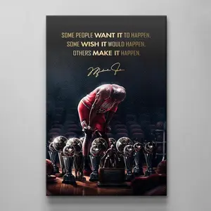 [ SALE UP 45% - UNFRAMED POSTER ] Make It Happen Motivational Print, Basketball Legend Canvas Art, Inspirational Athlete Wall Decor, Premium Acrylic Art