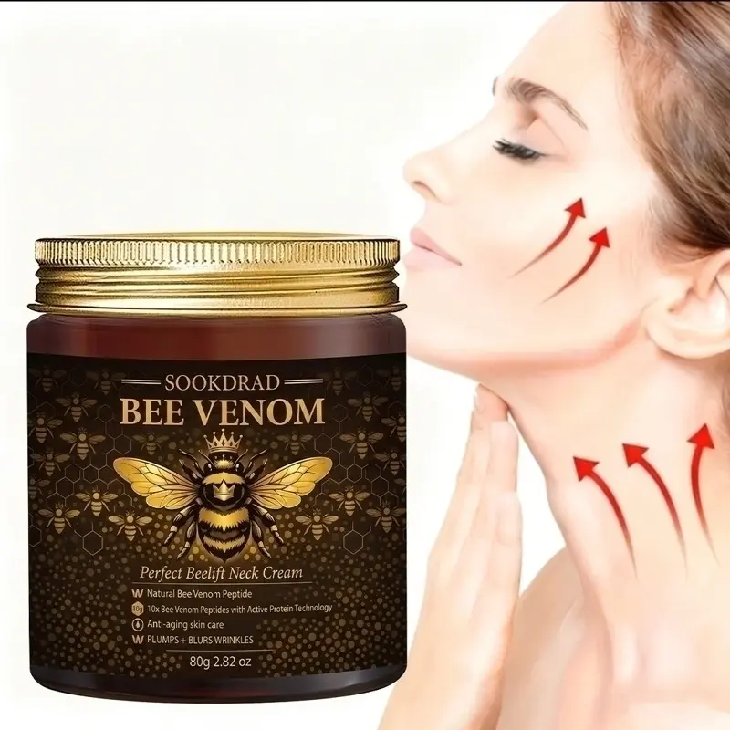 Bee Venom Neck Cream, Natural Bee Venom Peptide, Plump Skin, Neck Care, Adult Men and Women, 80g/2.82oz, All Skin Types, Daily Care