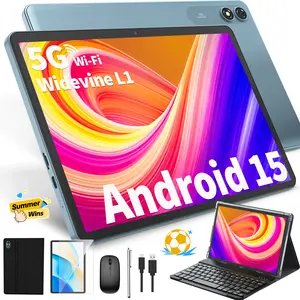 【DealsForYouDays FathersDayGift】Relndoo 2026 Android 15 Tablet , Wireless Set with Keyboard, Case, Mouse, Stylus, 2.4G/5G WiFi | Nice Father's Day Gift Bundle, Touchscreen Tablet, Lcd