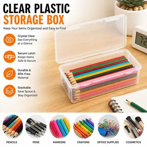 4 Large Transparent Storage Boxes with Lids, Durable Stackable Containers for Office, Art, Crafts, Lightweight and Portable, Ideal for Home Organization