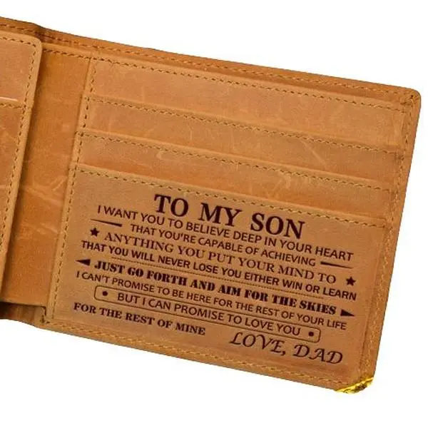 Gift for Son - Quality Leather Card Wallet for Dad/Mom for Son-Men's Wallet-Christmas gift for son，back to school gift，schoolhaul
