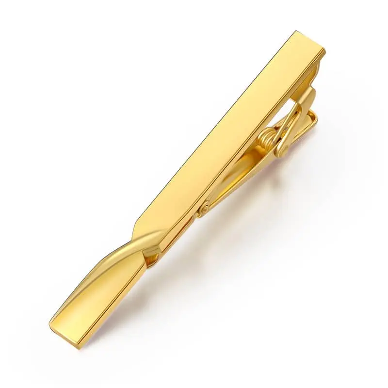 The Gold Standard Polished Men's Tie Bar Classic Spring-Loaded Clip for Formal Wear 6 cm Sleek Minimalist Profile
