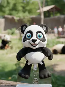 3D Printed Panda Bear Badge Reel - PLA Filament Material, Unique Design, Practical Accessory for Badges