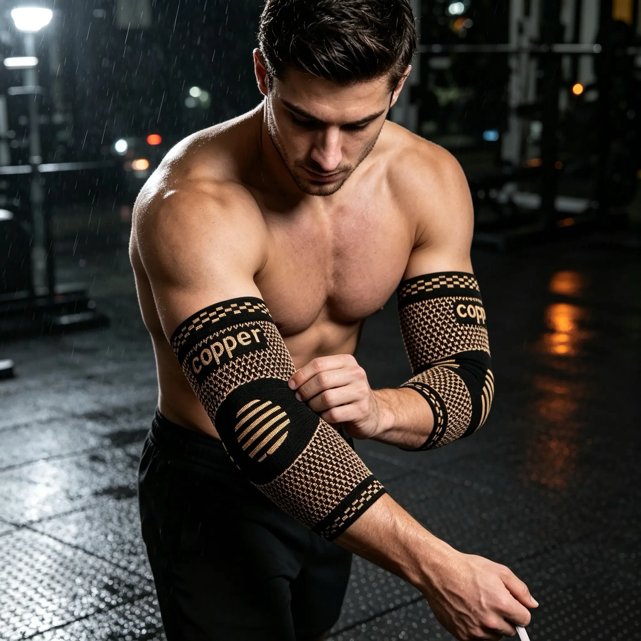 Copper Infused Elbow Compression Sleeve for Men Women, Elbow Brace Support for Tennis Elbow, Golfer's Elbow, Tendonitis, Workout Gym Weightlifting, Elbow Pain Relief