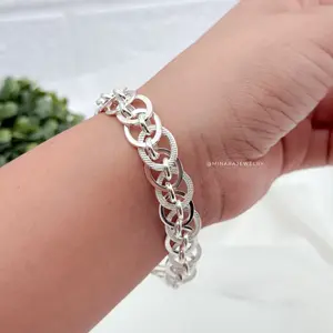 MINARA 950 Silver - Pulsera Doble Argolla Oval - Oval Ring Bracelet