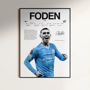 Phil Foden Poster, Manchester City Wall Print, Football , Soccer Print Decor, English Football, Football Soccer Gift