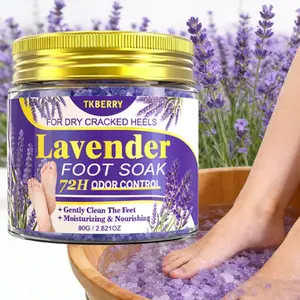80G Lavender Foot Bath Salt Hypoallergenic Sea Salt for Deep Cleansing, Cracked Foot Repair, 72H Odor Control Moisturizing 20-Min Relaxing Soak for Dry Feet, Post-Exercise&Bedtime Routine,Relaxing Foot Care, Elegant Packaging,  Perfect for gift