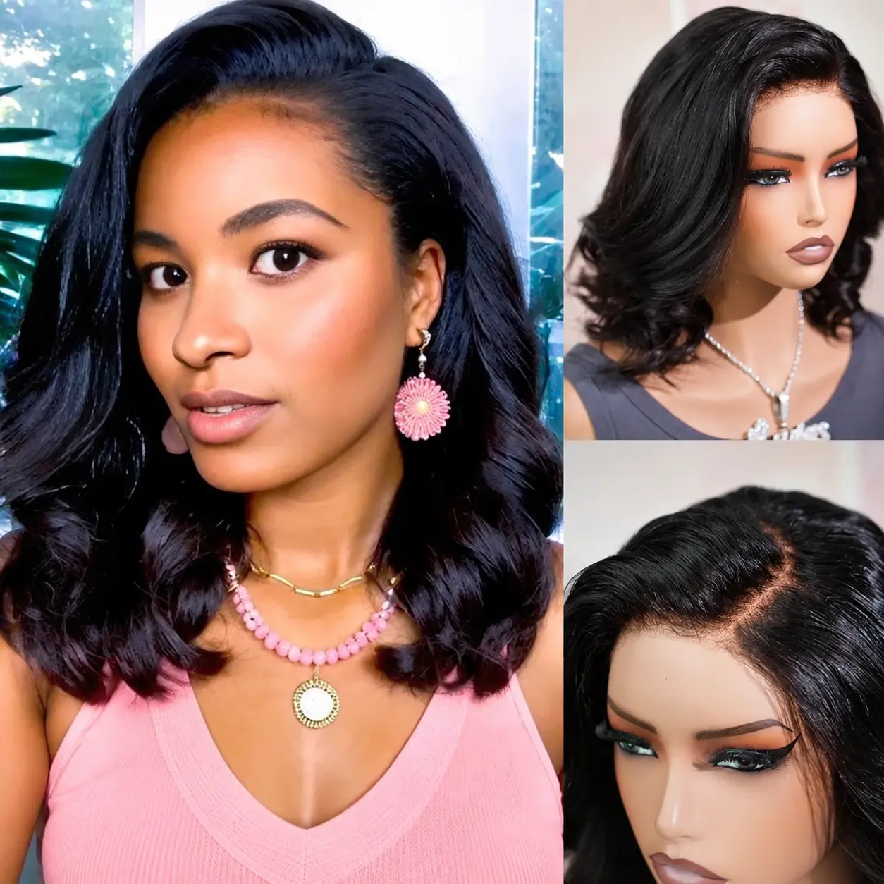 LWIGS C-Shape Body Wave Bob Haircut 5x5 Skin-Melted HD Lace Wigs Lightweight 100% Human Hair Side Part Closure Lace Wigs Beginner Friendly Quick Install  #DealsForYouDays#SummerVibes Glueless Ready To Wear Wig Human Hair Glueless