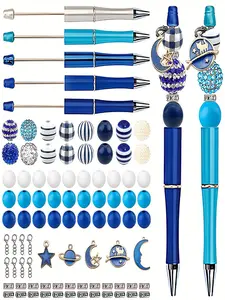 Beadable Pen Set, Beadable Pen with Beads & Crystal Spacer Beads, DIY Bead Pen Set for Students Party Gifts