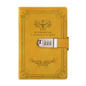 A5 200 Pages Retro Password Book with Lock Diary Thickened Creative Hand Ledger Student Notepad Stationery Notebook Binder dawndesslo