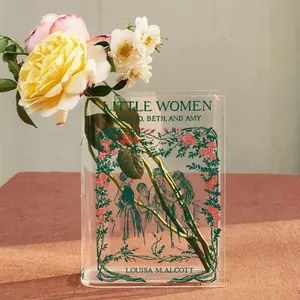 Retro Little Women Novel Acrylic Book Vase, Novel Acrylic Book Vase, Classic Book Vase, Book Shaped Flower Vase, Bookish Gift. Decor Nature