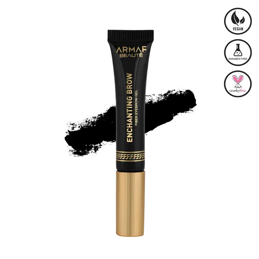 Armaf Beaute Enchanting Brow Fiber Gel, Nourishing Buildable Formula with Panthenol, Flawless Natural Finish, Aqua-Powder Infused, Ebony Shade, 0.27 oz, Eyebrow Cosmetic for Adults, Eyebrow Gel, None, 6 Months, 7.6G, Lightweight, Buildable Gel
