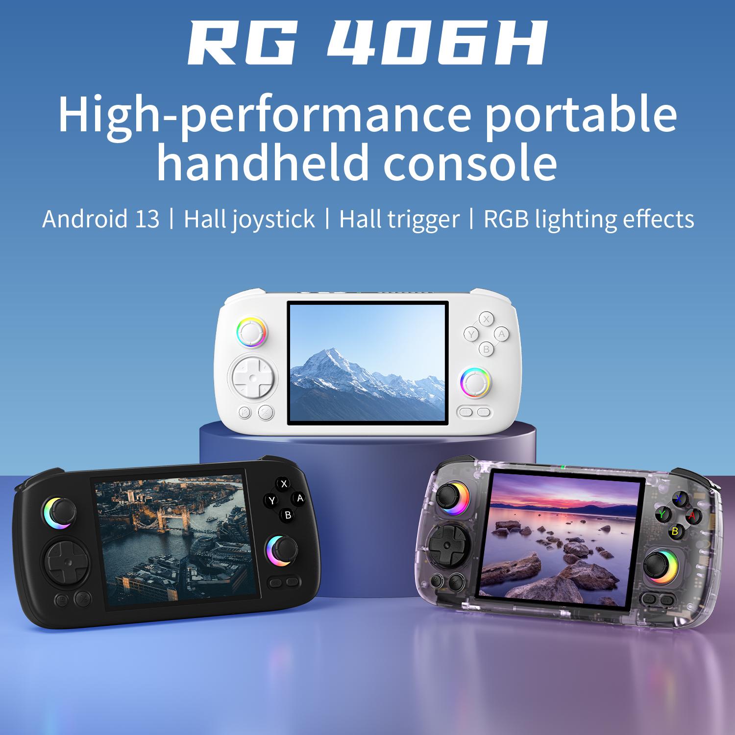 ANBERNIC RG 406H Retro Handheld Game Console 4 Inch IPS Multi-touch Screen Android 13 Unisoc T820 3D Hall joystick Hall Trigger Video Game  Rg406H-Black