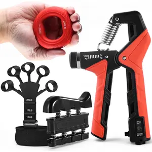Grip Strength Trainer Kit 4 Pack Hand Gripper Strengthener with Adjustable Resistance Forearm Exerciser Finger Strengthener & Stress Relief Ball for Muscle Building & Injury Recovery