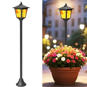 Solar Flickering Flame Lights – 40" LED Post Lanterns for Patio & Pathway Decor