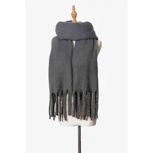 Fringe Detail Polyester Scarf