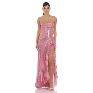 Sequin Ruffle Maxi Dress