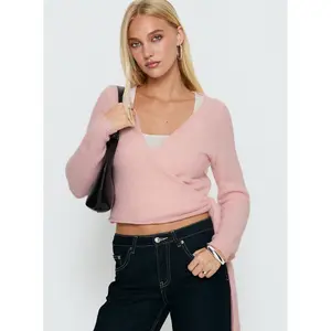 Tonee Wrap Knit Cardigan Pink