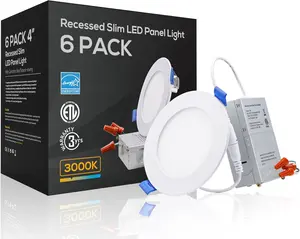 TORCHSTAR 4 inch 10W Dimmable LED Ultra-thin Slim Recessed Light (6 Pack) - 2700K/3000K/4000K/5000K/5CCT