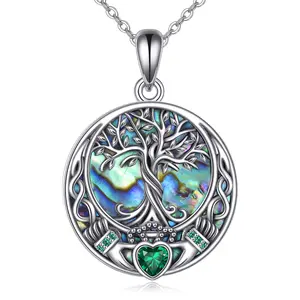 YFN Tree of Life Necklace 925 Sterling Silver Family Claddagh Tree Pendant Jewelry Gifts for Women