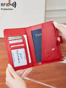 Simple And Lightweight Multifunctional Passport Cover, Rfid Passport Holder, RFID Anti-theft, PU High-Quality Leather Card Bag, Snap Closure, Durable And Safe, Portable For Both Men And Women, Suitable For Travel, Ideal Gift