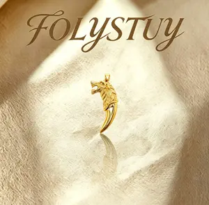 [20mm by 56mm Tiger Tooth Pendant]]【FOLYSTUY (K136)】Tiger and Wolf Tooth Pendant Unisex Animal Basic Design