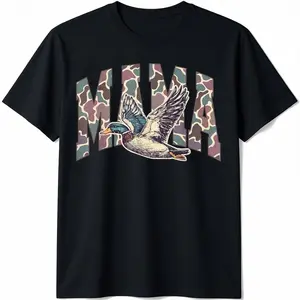 100% cotton Mallard Duck Hunting Mama Retro Camouflage Daddy Mothers Day T-Shirt,Unisex Crewneck T-shirt for Men And Women