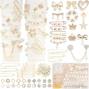 DoDoBeads 335 Pcs Junk Socks Charms Kit with Letter Beads, Gold Charm for Socks and Sneakers, Brooches and Pins for Women, Charms for Sock Safety Pin, Junk Charm with Pearl, Rhinestone,