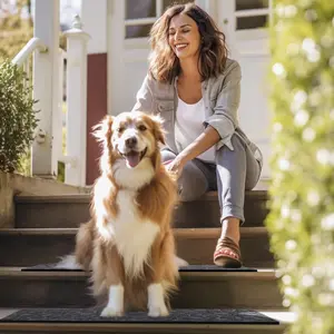 6pcs 8.5" x 30" Stair Treads Outdoor for Elders and Dogs on Wooden Steps, Non Slip Stair Runner Rug Heat Insulation Rubber Backing, Staircase Mat Carpet for Indoor Grip Farmhouse. Visit the Aucuda Store