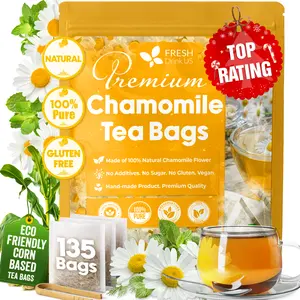 【FreshDrinkUS】 Chamomile Tea, 100% Natural and Pure Chamomile Flowers, Eco-conscious Tea Bags. Chamomile Flower Herbal Tea. No Sugar, No Caffeine, No Gluten, Vegan - Beverage