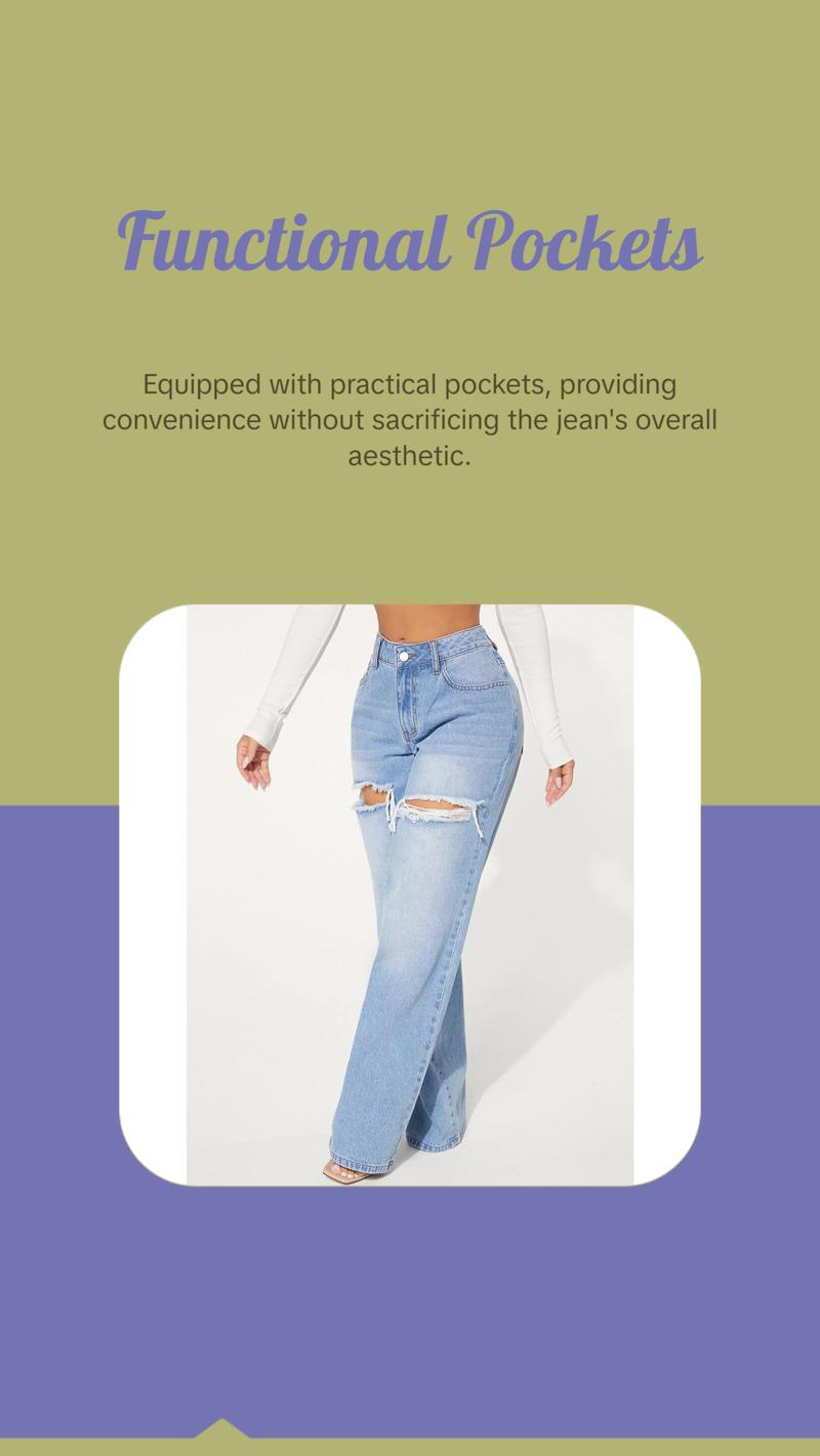 SHEIN SXY Single Button Cut Out Ripped Frayed Wide Leg Jeans