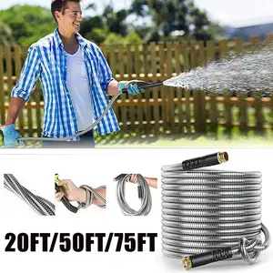 Stainless Steel Garden Hose Flexible Hose High Pressure Watering Pipe For Car Wash Irrigation Accessories Gardens Supplies