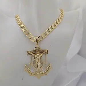 Gold Plated Anchor 351 Pendant Necklace Unisex Chain 249 Jewelry