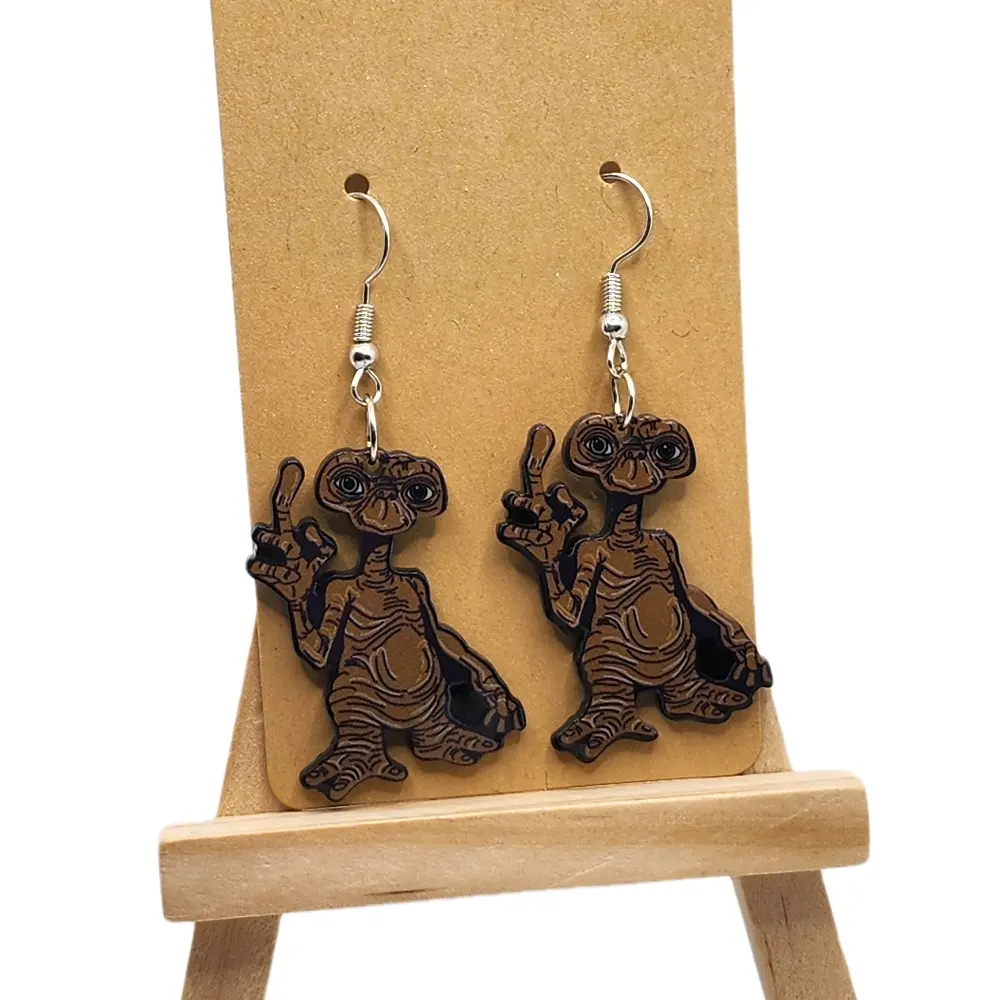 Women's Whimsical Alien Cartoon Dangle Hook Earrings, Vintage Boho Acrylic Material-Plastic Design, Unique All-Season Fashion Costume Jewelry Creative Gift