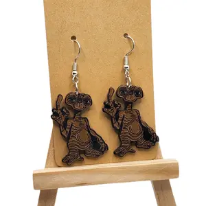 Whimsical Alien Cartoon Dangle Earrings Vintage Boho Acrylic Creative Gift for Women All Season Wear Unique Design Hook Earrings