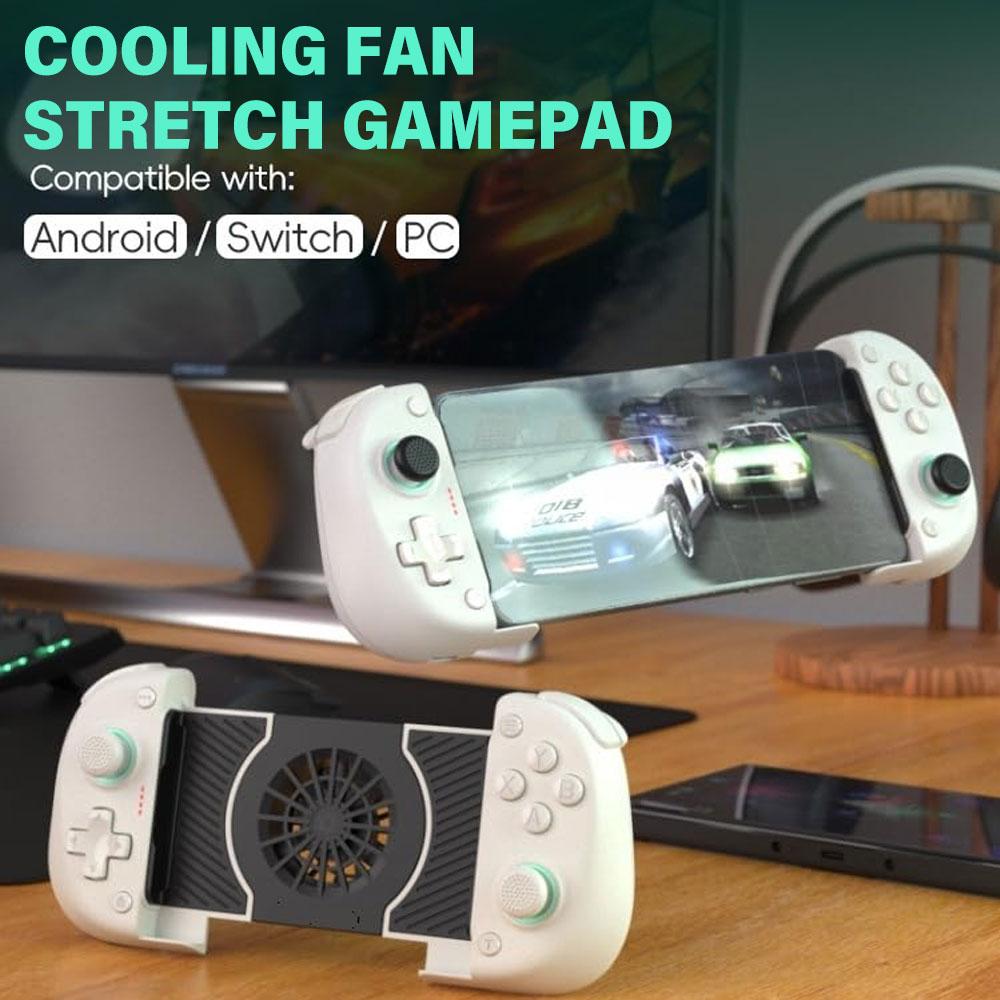 Wireless Controller Cooling fan Stretch Gamepad for Android Game Controller for Android & iPhone PC / Switch And Xbox,Newly Designed Anti-Pinch Hand with APP Plug and Play Gamepad with Hall Effect Joysticks/Hall Trigger Wireless Stretch Gamepad