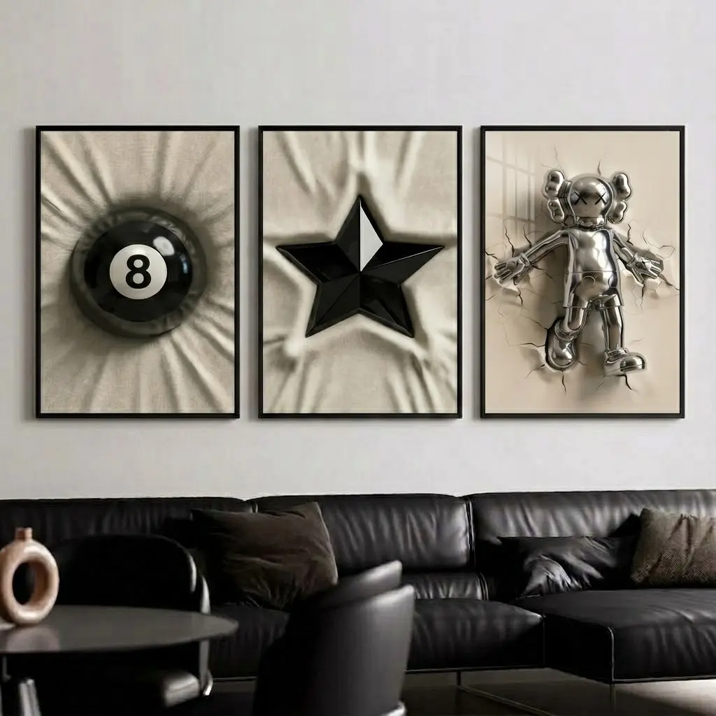 KAWS Poster Set of 3 Print Unframed,Hypebeast Decor,Graffiti Wall Art