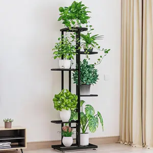 Garvee 6-Tier Metal Plant Stand – Multi-Level Corner Shelf Holds up to 7 Pots, Decorative Flower Rack for Indoor & Outdoor Use – Perfect for Living Room, Office, Garden, Patio, Balcony – Space-Saving Vertical Design, Sturdy & Stylish, White or Bronze Gold