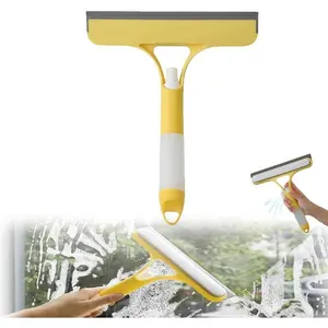 3-in-1 Window Cleaning Scraper 2025 New Squeegee With 3 Functions Streak-Free For Glass Doors Windows And Mirrors Yellow Holiday Gift