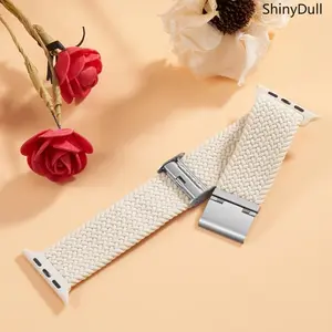 Apple Watch Braided Nylon Strap – Double Ring Elastic Sports Wristband with Metal Snap, Fits 38–49mm, Series 1–10, SE, Ultra / Ultra 2, Unisex