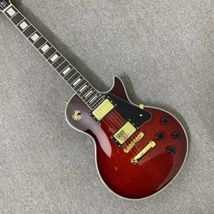 22 frets guitar, flame maple top, white binding, gold hardware, HH pickup