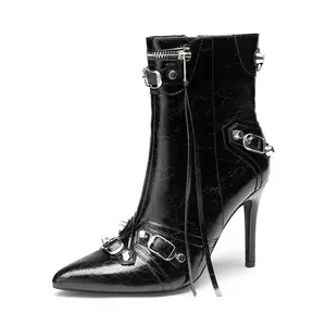 Dream pairs women's Pointed Toe Stiletto Moto-Chic Ankle Boots