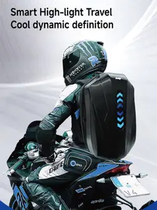 Loy Evolution LED Smart Motorcycle Backpack, Street Style, Solid Pattern, All Seasons, Abs Material, Ideal for Cycling Enthusiasts