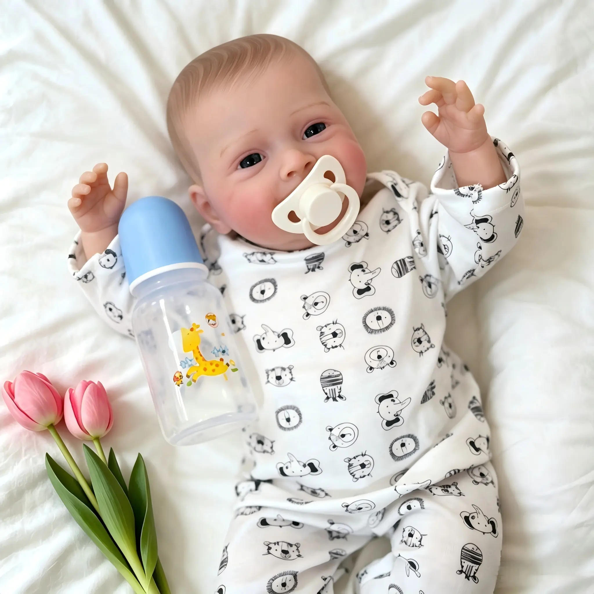 Lovely Real Look Reborn Baby Doll 18 inch 45 cm Soft Vinyl Cloth Body Lifelike Baby Doll Realistic Newborn Doll Toy for Ages 3+